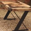 Elm Wood, Black & Gold Metalic Resin Coffee Table - Thumbnail Image 3