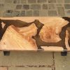 Elm Wood, Black & Gold Metalic Resin Coffee Table - Thumbnail Image 5