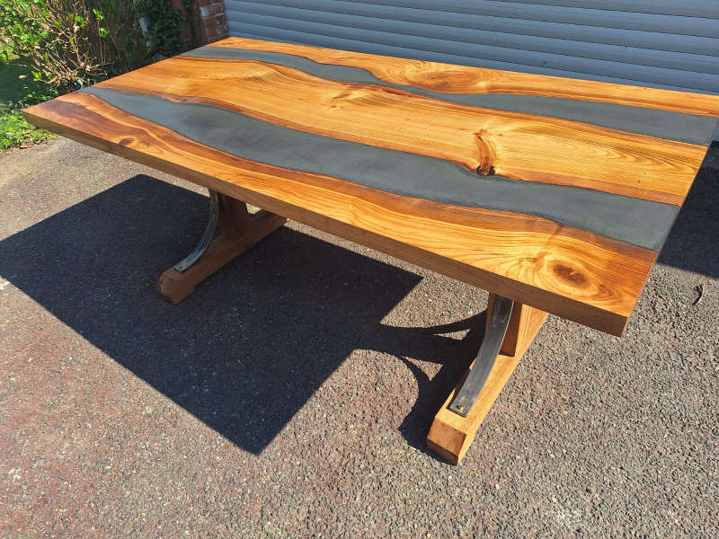 Concrete and Elm River Dining Table - Image 3