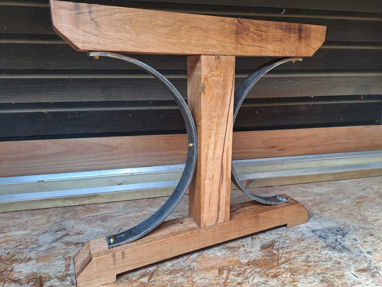 oak & iron dining table legs