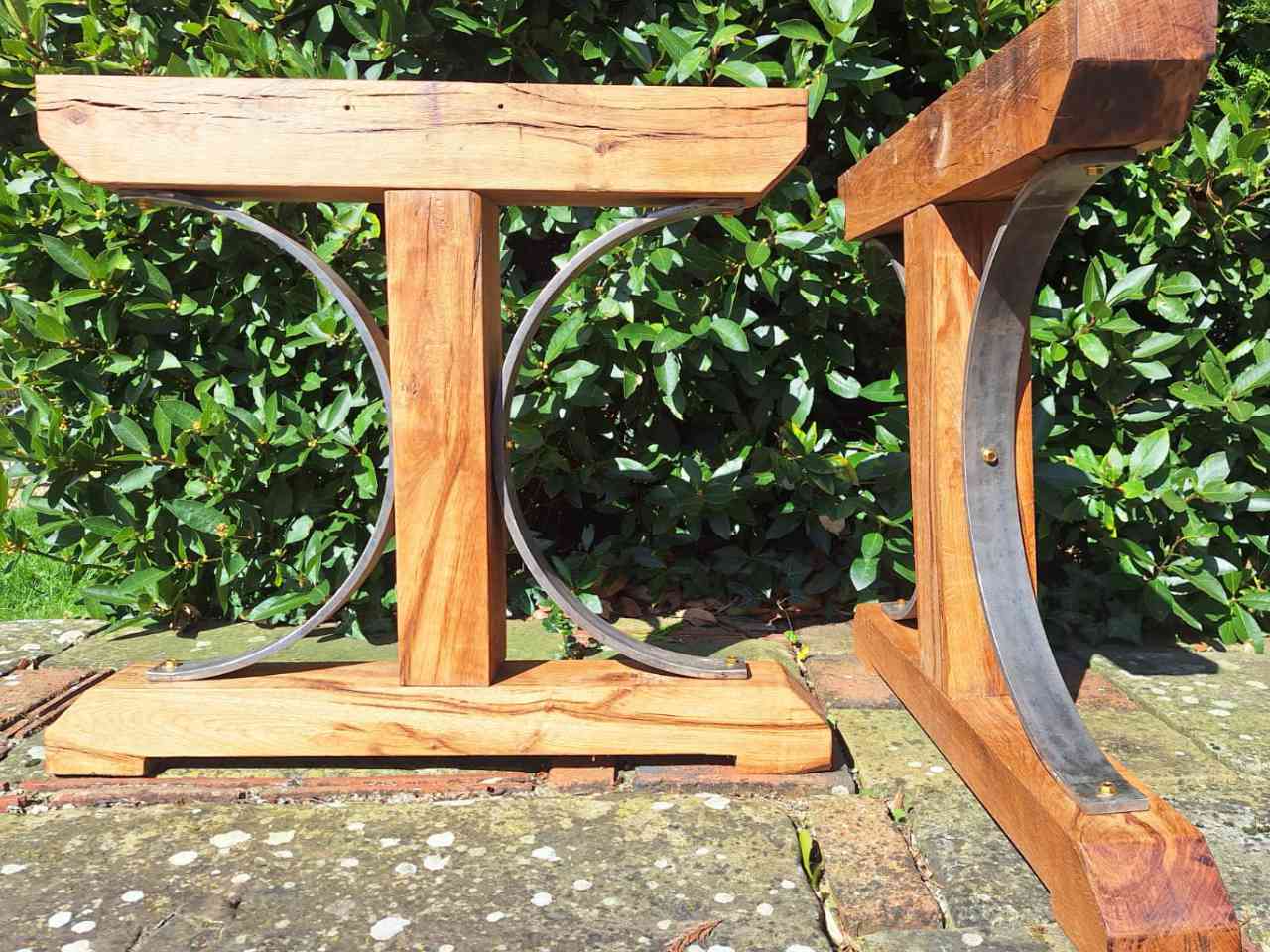 oak & iron dining table legs