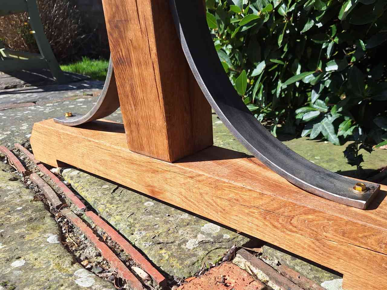 Oak Dining Table Legs with Iron Brackets - Image 4