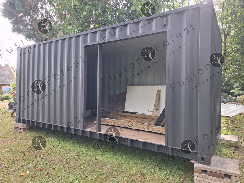 Shipping container doors and windows cut to specification