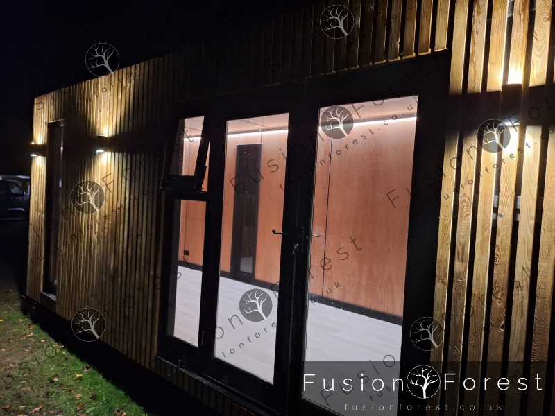 Shipping Container Conversion - Night Front lights